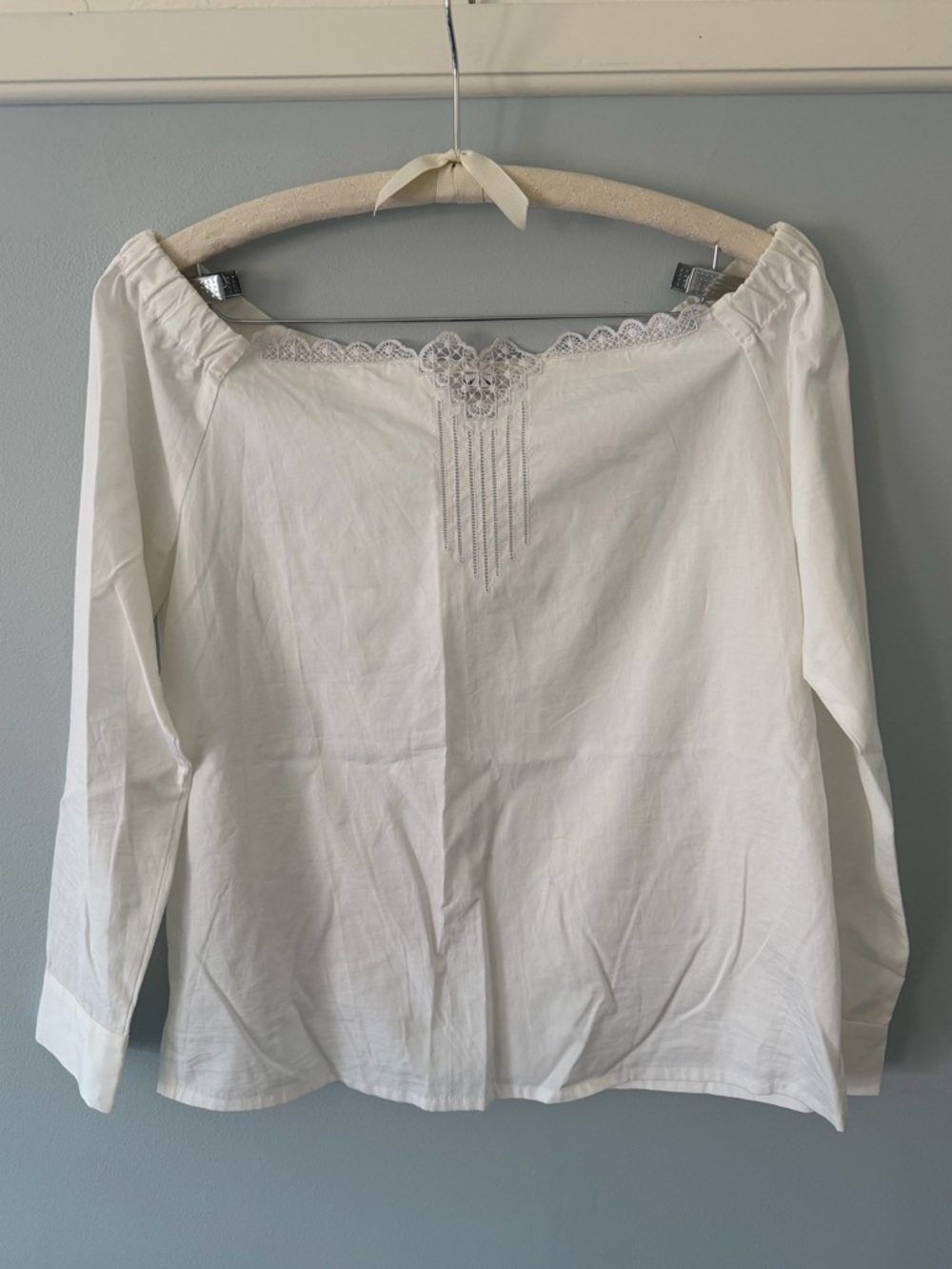 Like New - Vilshenko Moscow White Lace-Trim Off-Shoulder Cotton Top (12)
